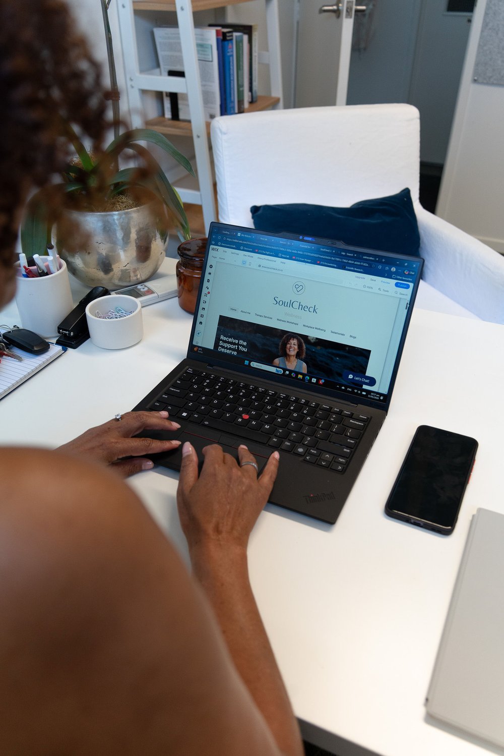 Online counselling session via laptop